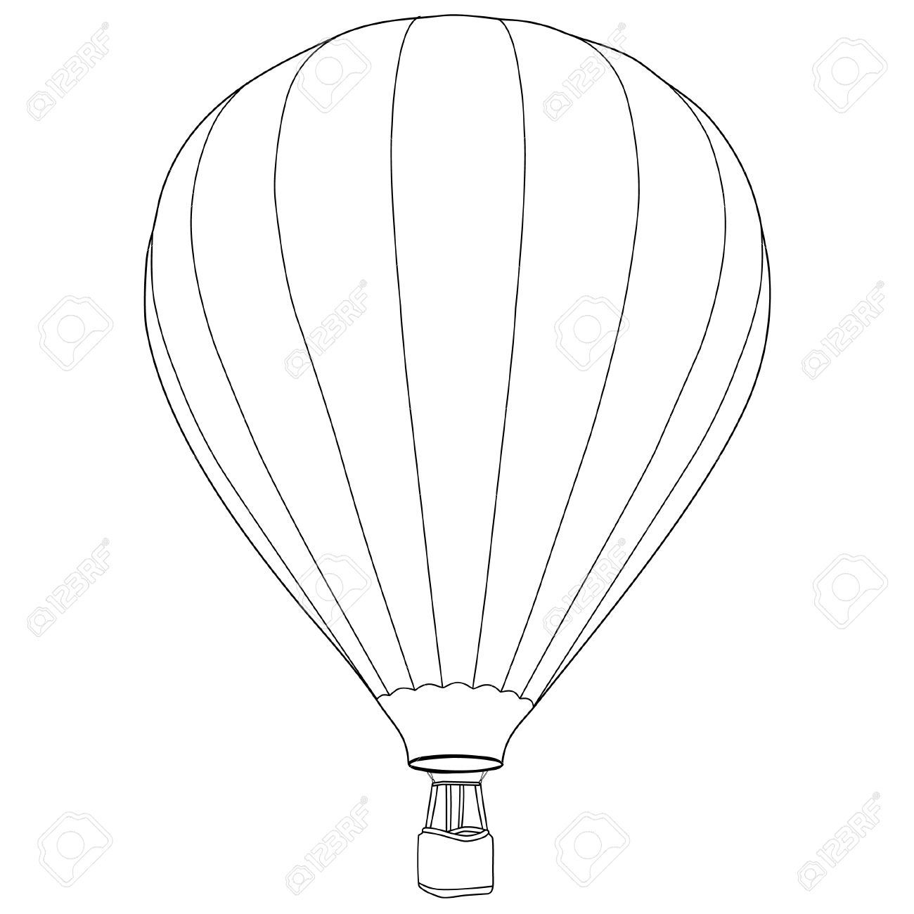 1300x1300 Vintage Hot Air Balloon With Basket Vector Icon Isolated, Summer