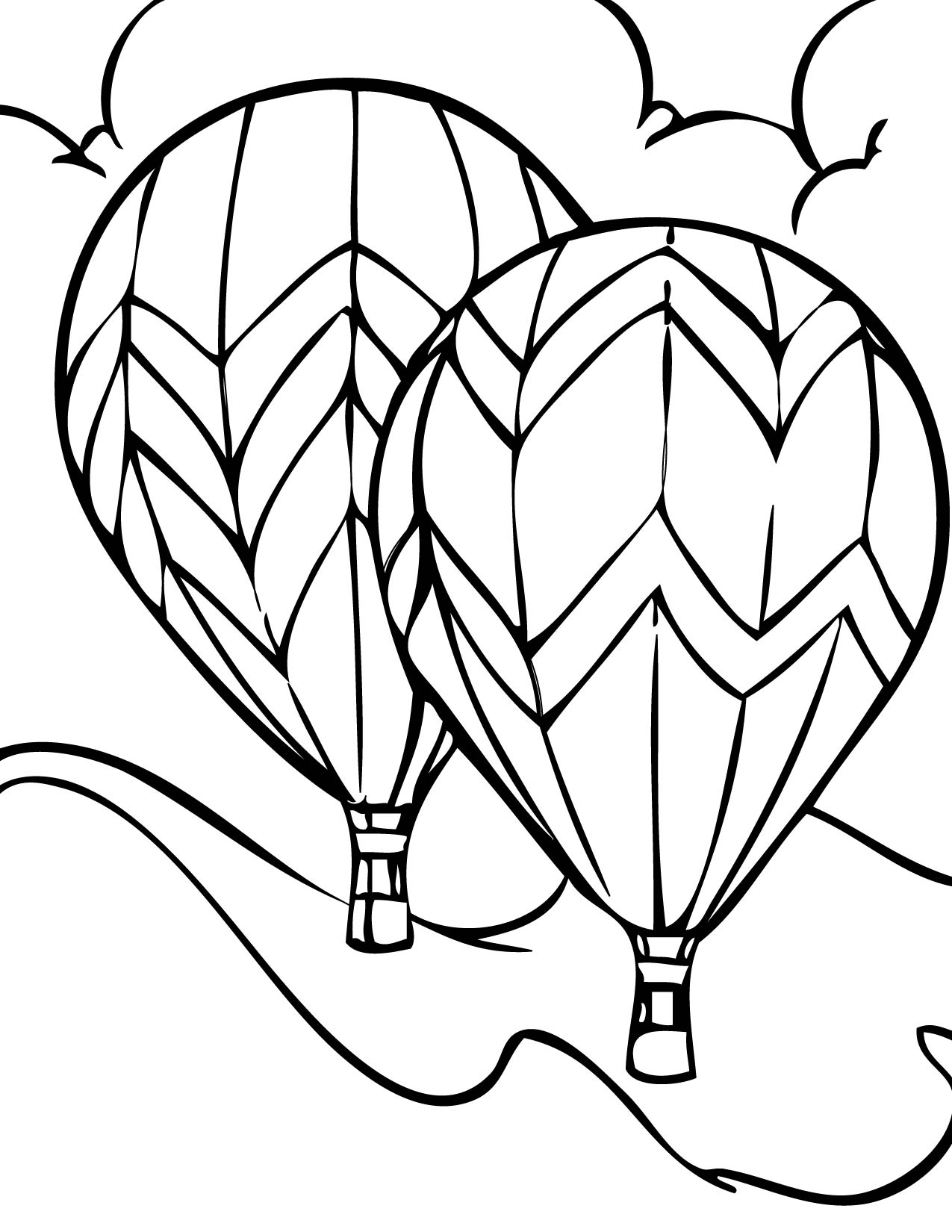 1275x1650 Drawing Of Hot Air Balloon Hot Air Balloon Drawing Template