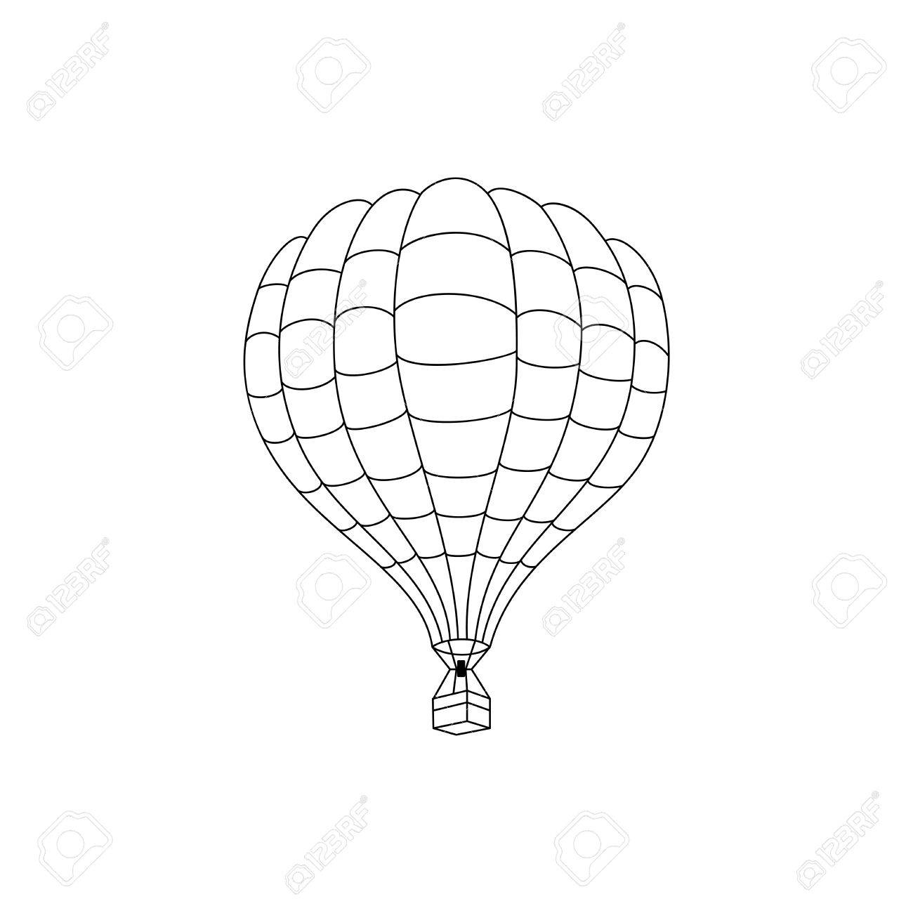 1300x1300 Vector Hot Air Balloon Outline Drawn. Royalty Free Cliparts