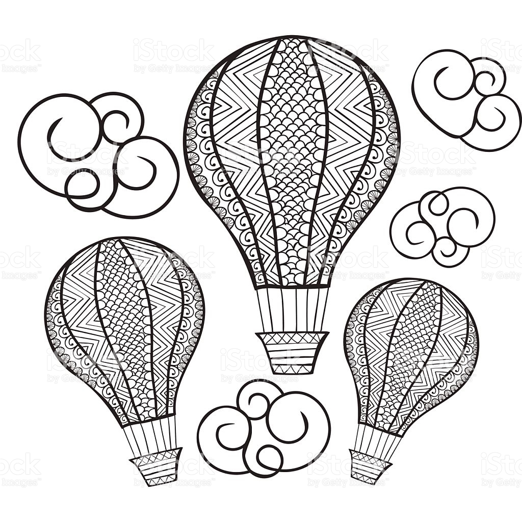 1024x1024 Drawn Hot Air Balloon Doodle