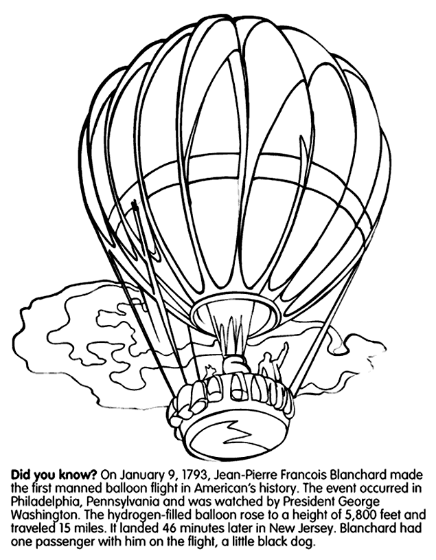 635x815 First Hot Air Balloon Flight In United States Coloring Page