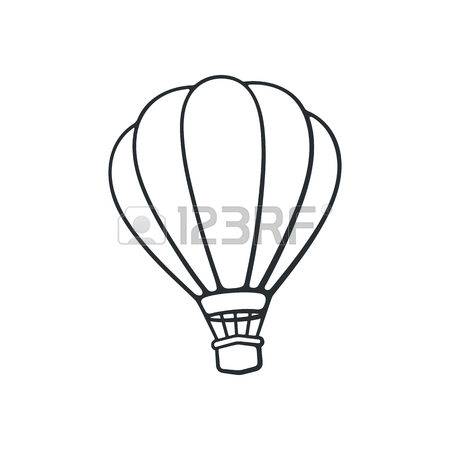 450x450 Vector Illustration. Hand Drawn Doodle Of Hot Air Balloon. Air