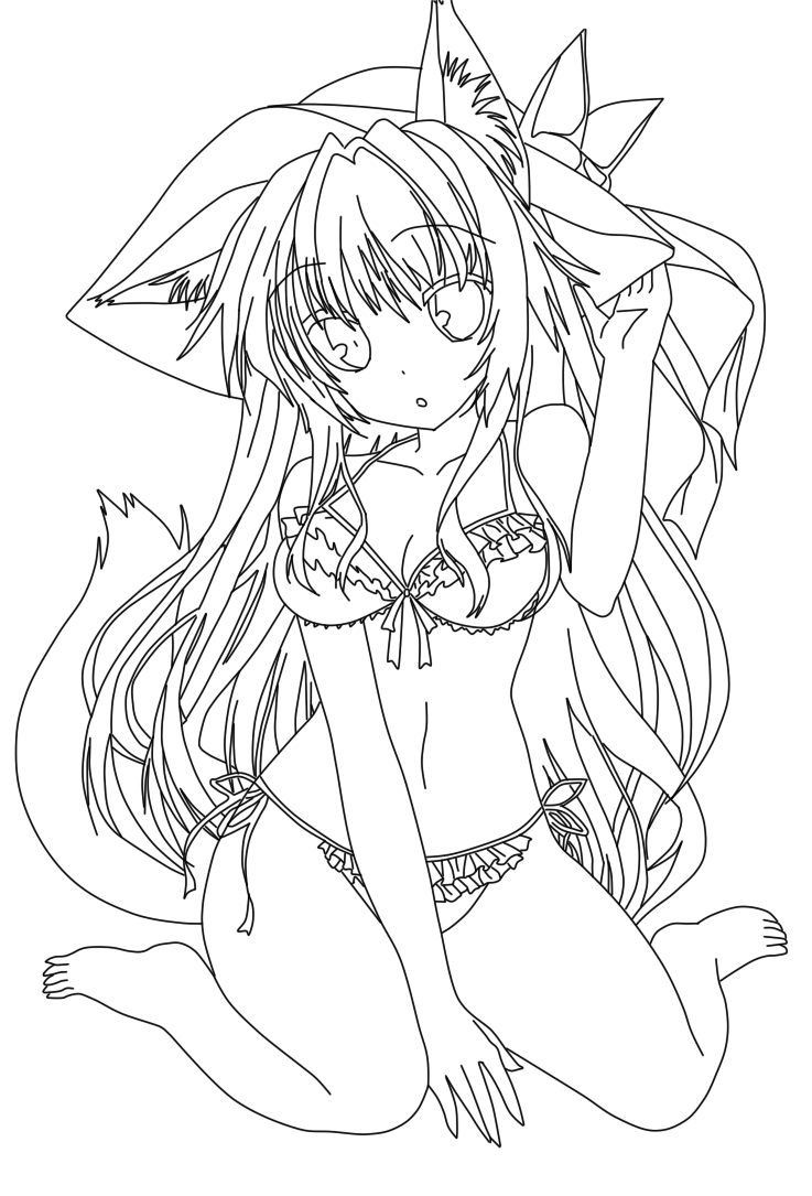 737x1085 Hot Anime Line Art By Mokupaint