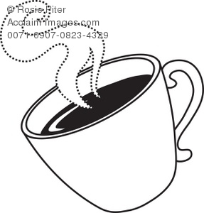 287x300 Art Illustration Of The Outline Of A Cup Of Hot Coffee