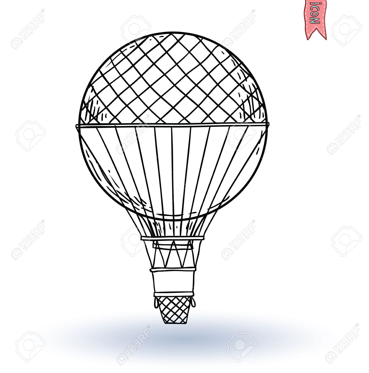 1287x1300 Steampunk Vintage Hot Air Balloon, Hand Drawn Vector Illustration