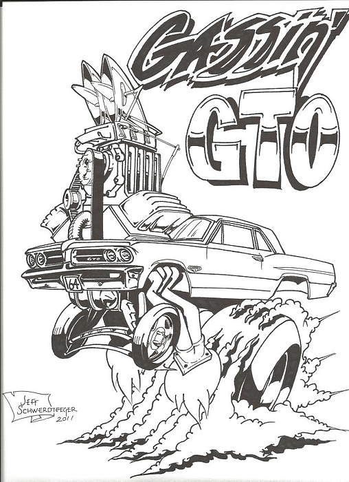 508x700 Gassin' Gto Drawing By Jeff Schwerdtfeger