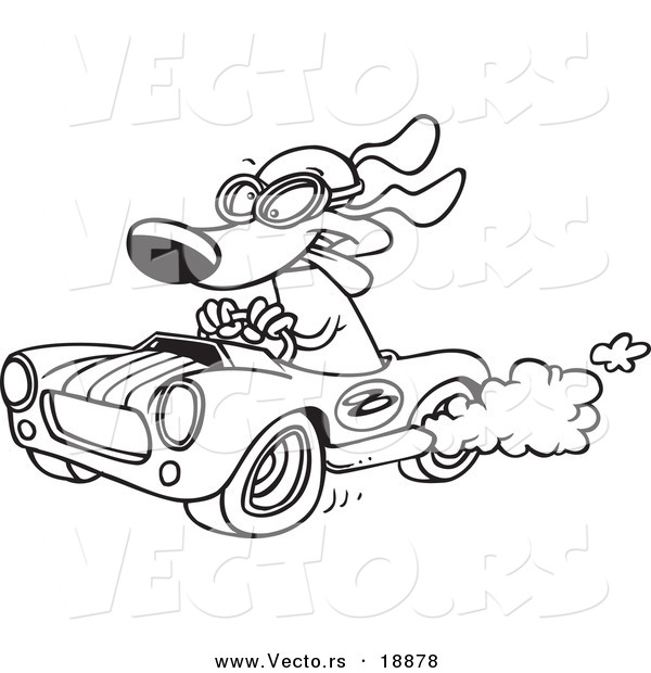 600x620 Vector Of A Cartoon Dog Racing A Hot Rod
