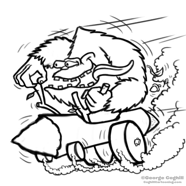 640x640 Bigfoot Log Hot Rod Cartoon Rough Sketch