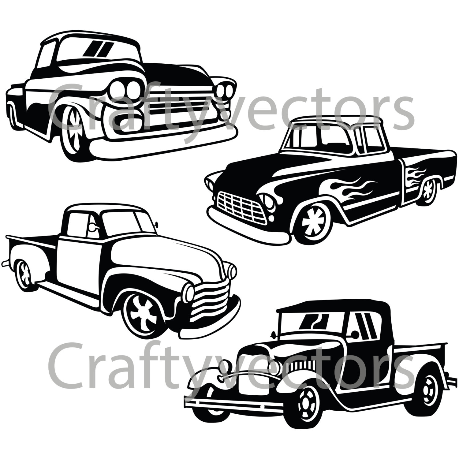 1500x1500 Hot Rod Trucks Svg Vector Files