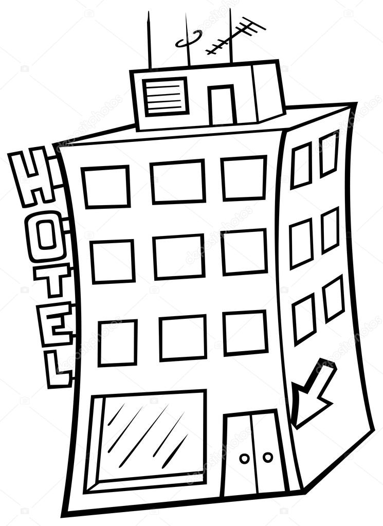 745x1023 Hotel Building Stock Vector Dero2010