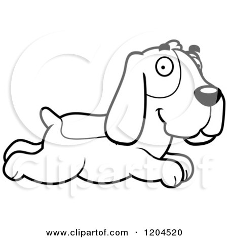 450x470 Cartoon Of A Black And White Cute Hound Dog Running