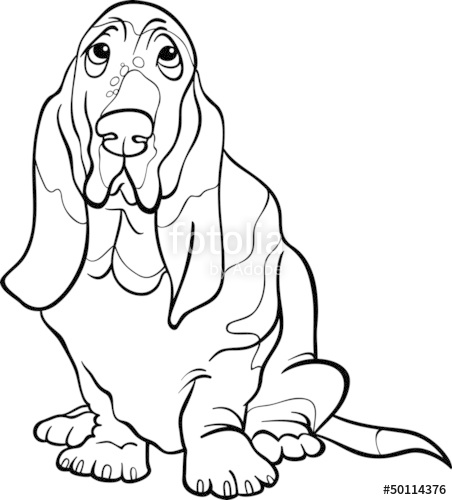 452x500 Basset Hound Dog Cartoon For Coloring Book Stock Image