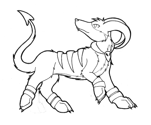 607x503 Houndoom Line Art By Mikiri Tsukiyo