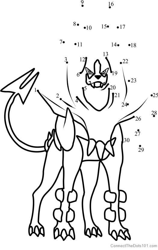 525x830 Pokemon Mega Houndoom Dot To Dot Printable Worksheet