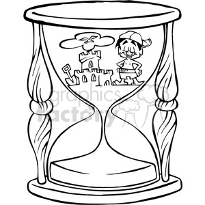300x300 Royalty Free Black And White Cartoon Hourglass 387828 Vector Clip