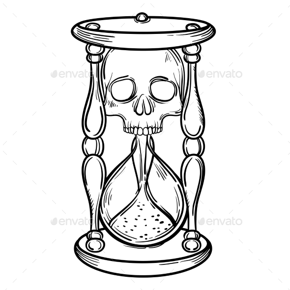 590x590 Decorative Antique Death Hourglass Illustration By Vavavka
