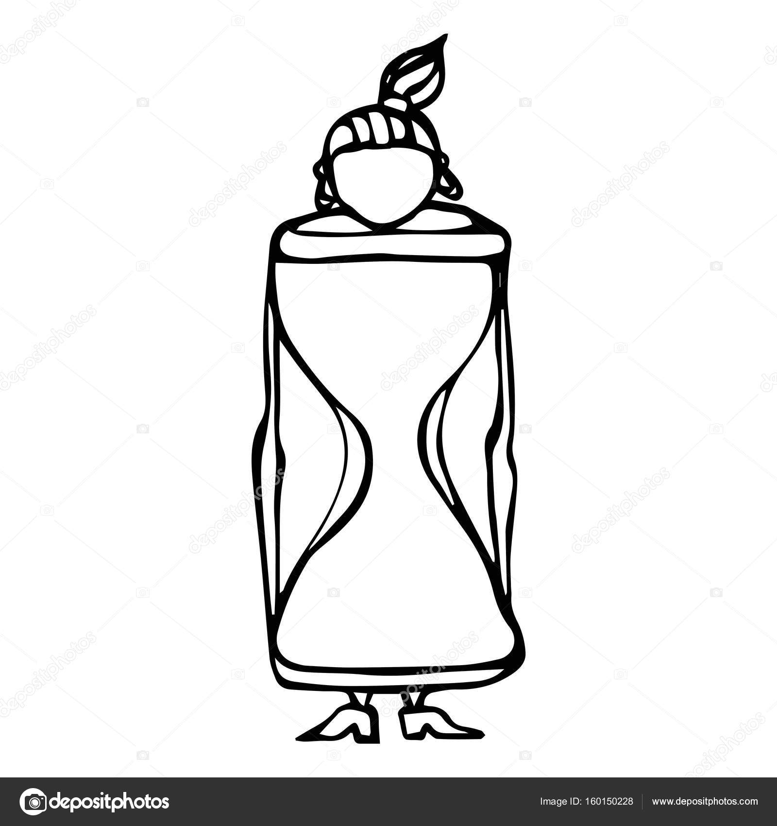 1600x1700 Caricature Hourglass Female Body Shape Sketch. Hand Drawn Vector