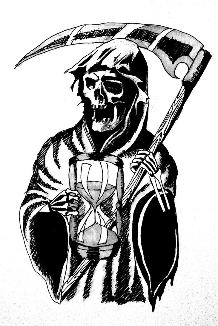 730x1094 Collection Of Hourglass Grim Reaper Tattoo Design