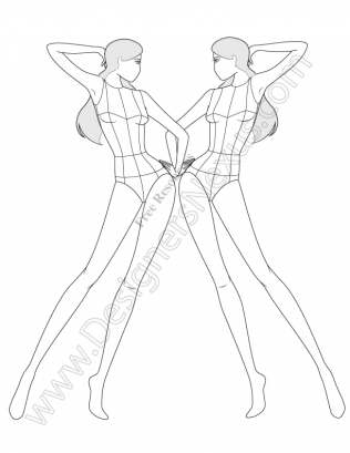 316x409 Female Croquis Free Fashion Figure Templates