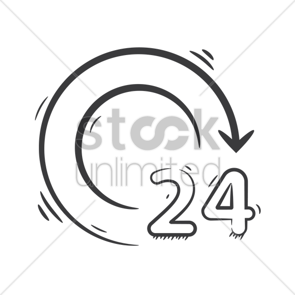 600x600 24 Hours Service Icon Vector Image