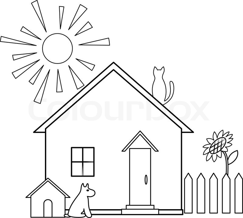800x717 House With Garden Clipart Black And White