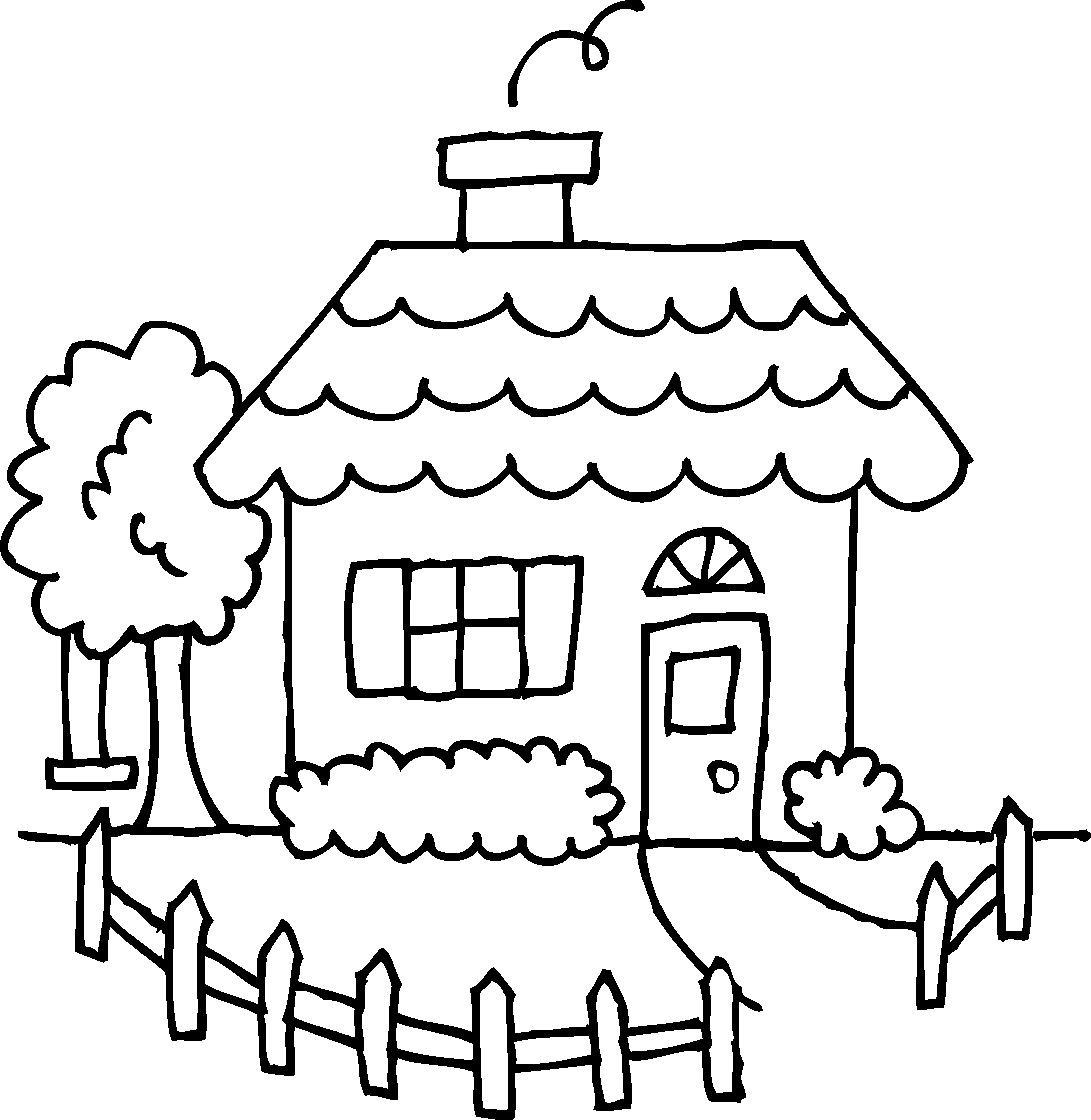5375x5517 Cute Cozy House Coloring Page