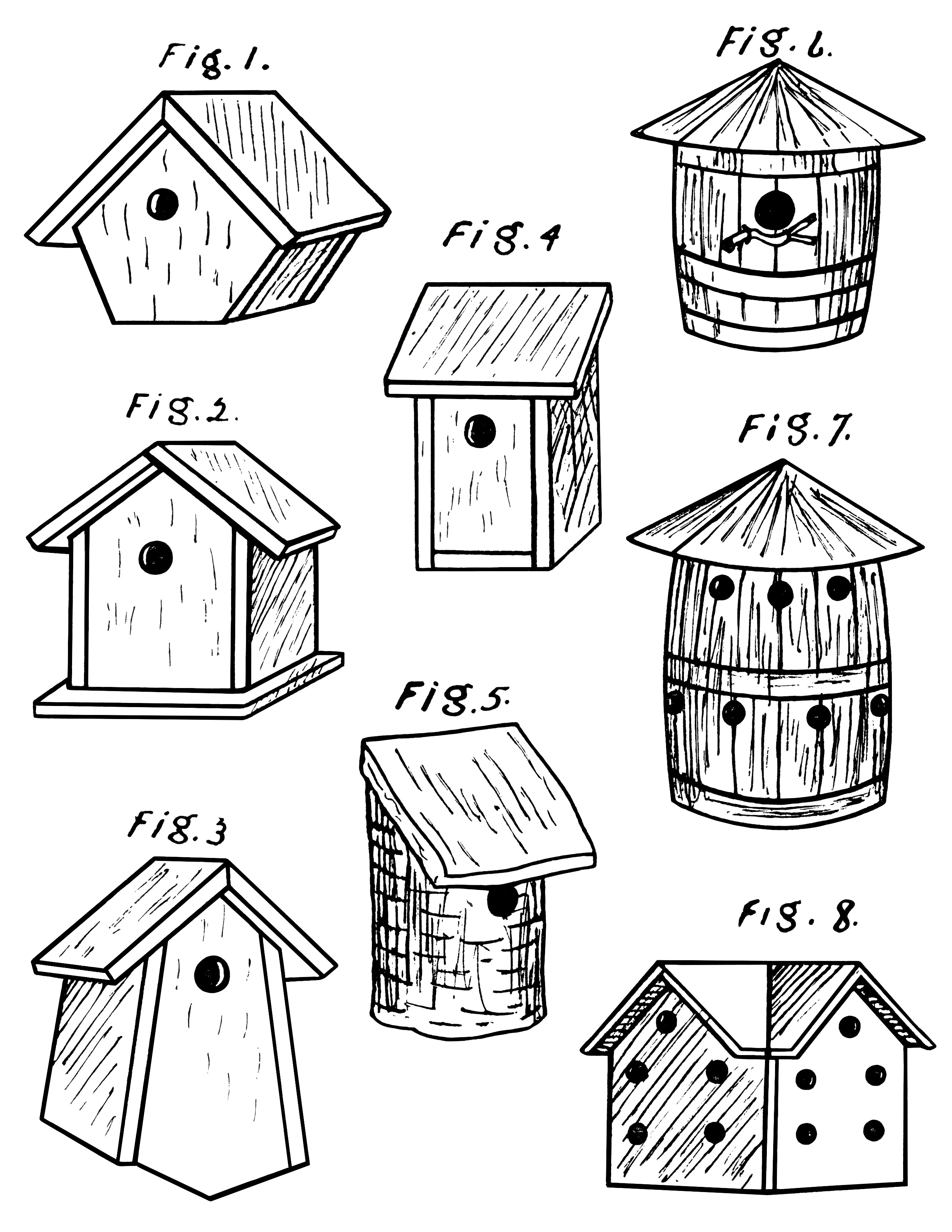 2550x3300 Birdhouses ~ Free Vintage Clip Art Old Design Shop Blog