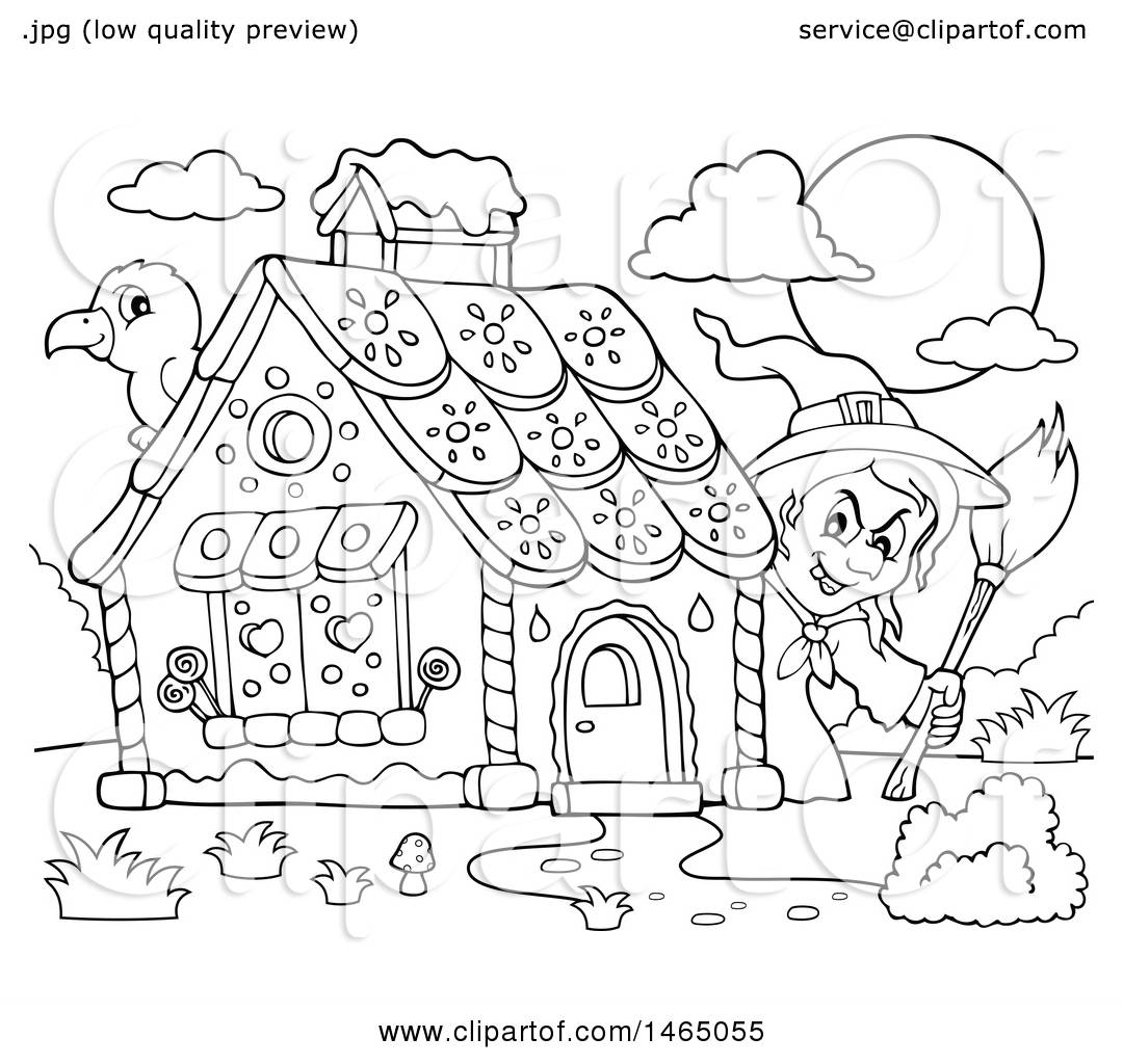 1080x1024 Clipart Of A Black And White Crow And Witch