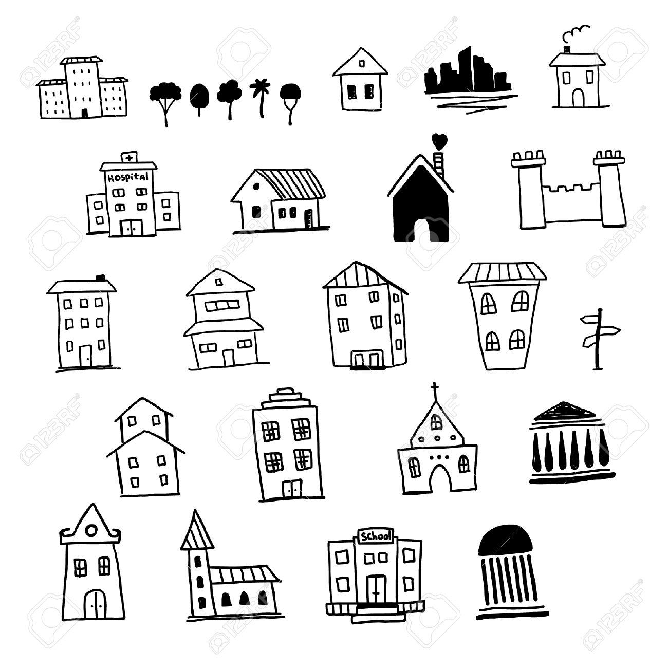 1300x1300 House Clipart Hand Drawn