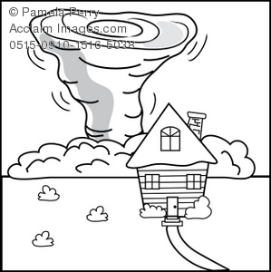 299x300 House In A Tornado Coloring Page Royalty Free Clip Art Picture