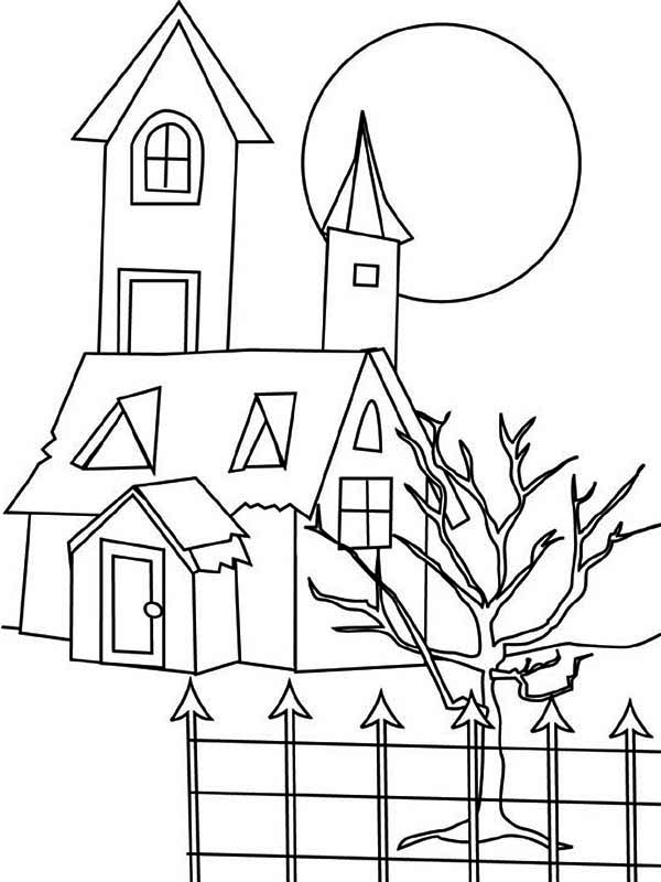 600x800 House With Dead Tree In Houses Coloring Page Color Luna