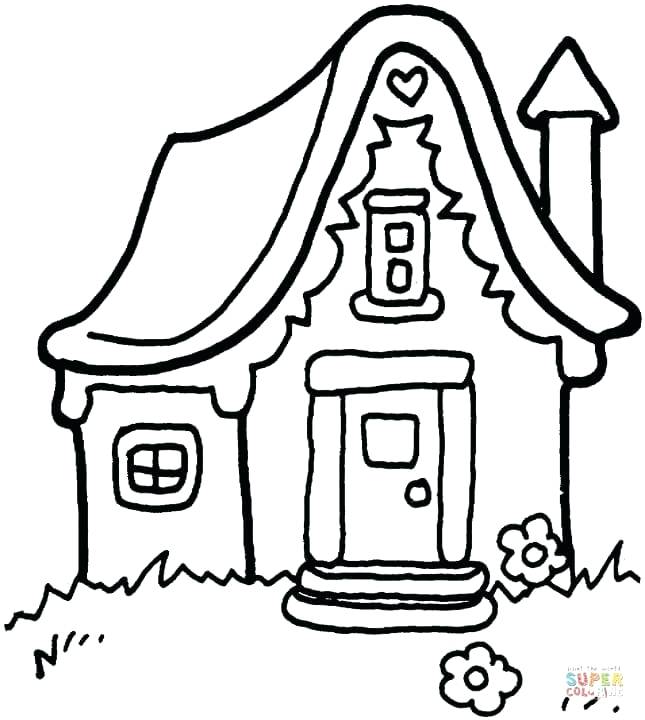 645x720 House Template To Color Printable Gingerbread House Coloring Pages
