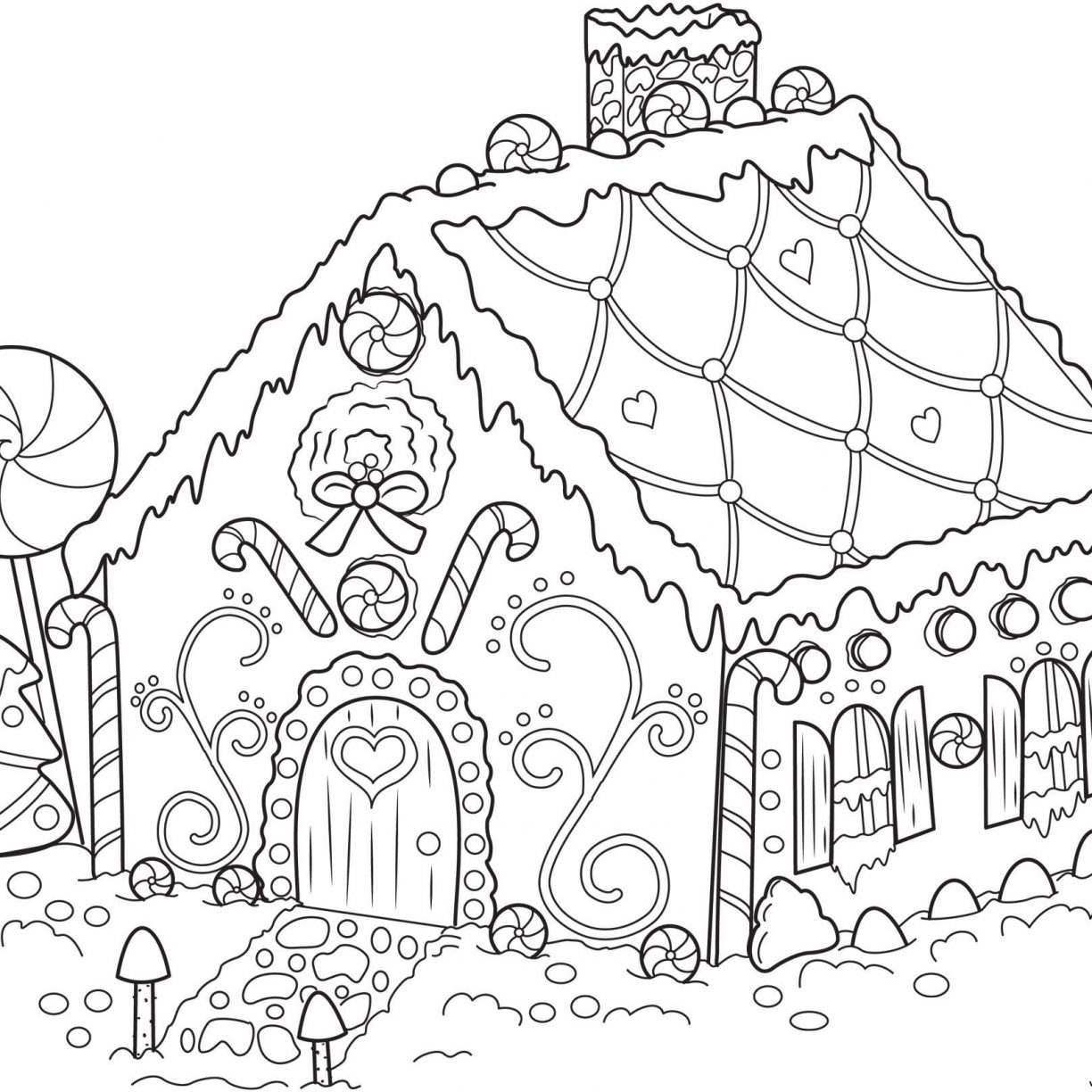 1224x1224 Gingerbread House Coloring Page Download Drawing Pages Printable