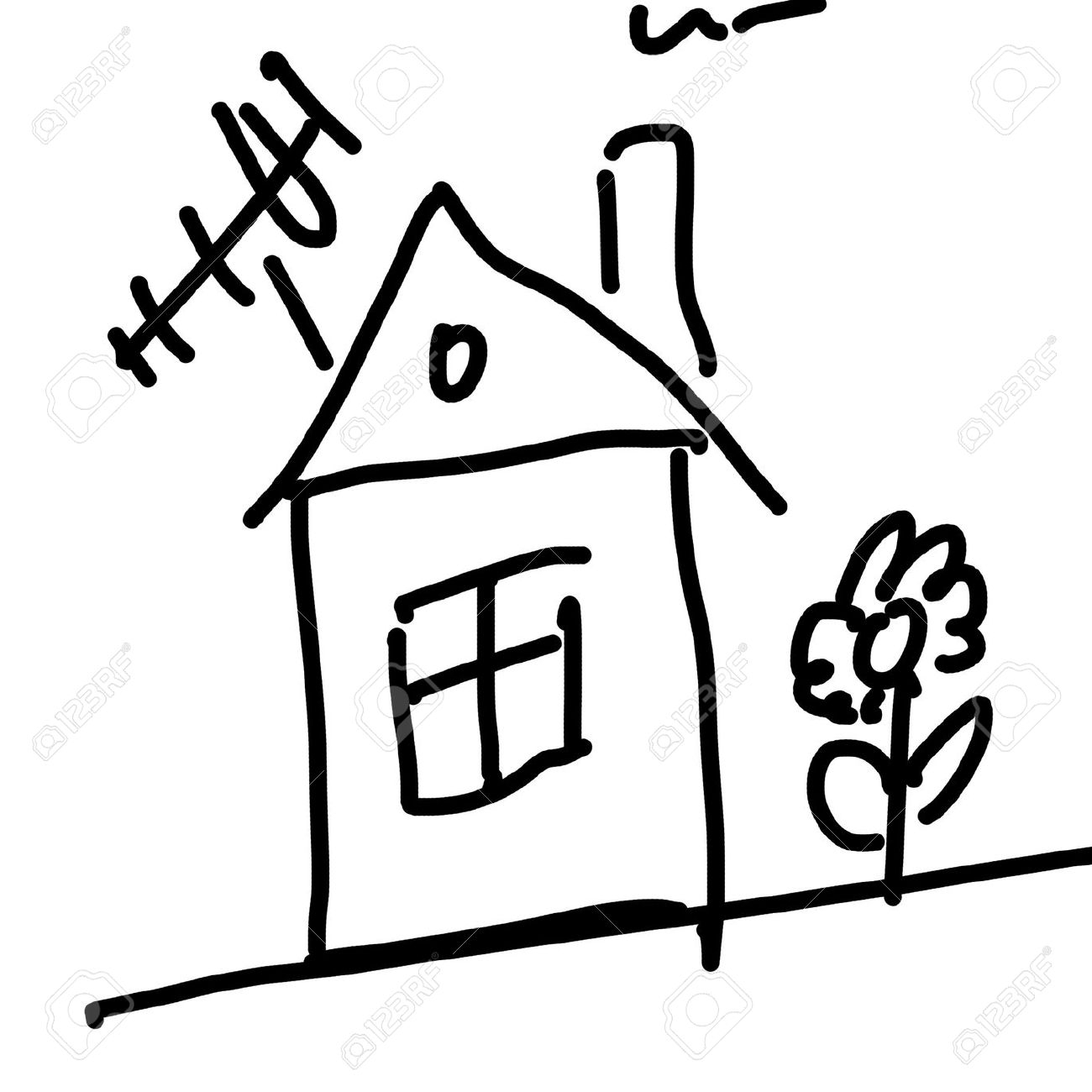 1300x1300 Simple Line Drawing Of A House Simple Line Drawing Stock Photos