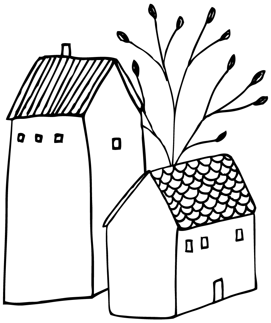 880x1049 Hand Drawn Clip Art Illustrations Small Town Doodles + Free Digi