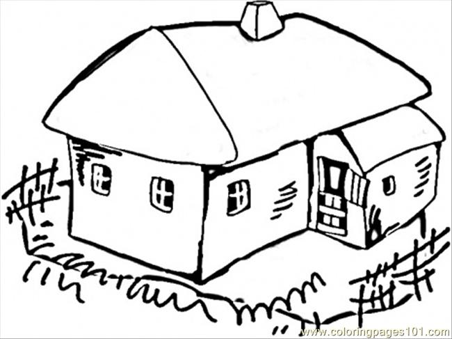 650x487 House In The Village Coloring Page