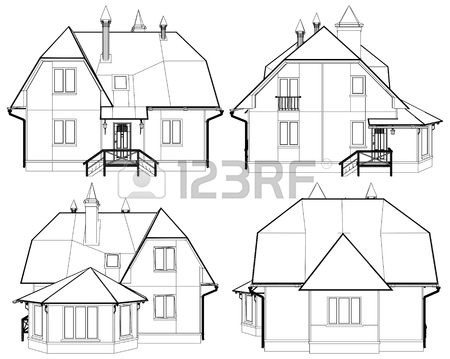 450x359 Family House Perspective Vector Royalty Free Cliparts, Vectors