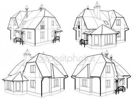 450x336 Family House Perspective Vector Stock Vector Nesacera