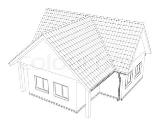 320x253 Sketch Of A House Roof Painted Lines And Curves. Vector
