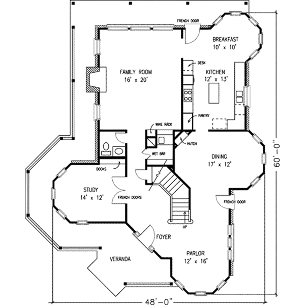 1024x1024 Victorian Style House Plan