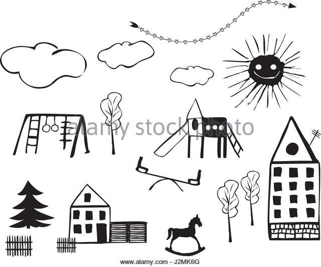 640x532 Kids Drawings Child Playgrounds Houses Stock Photos Amp Kids
