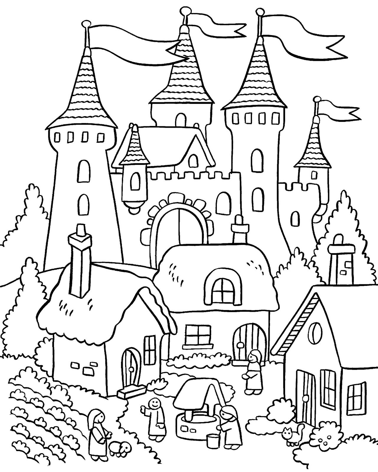 1281x1600 Mushrooms House Coloring Page For Kids Luxury Flower Garden