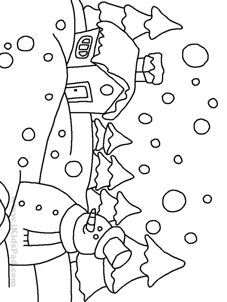 768x1024 Winter Landscape Drawing For Kids Free Coloring Pages Of House