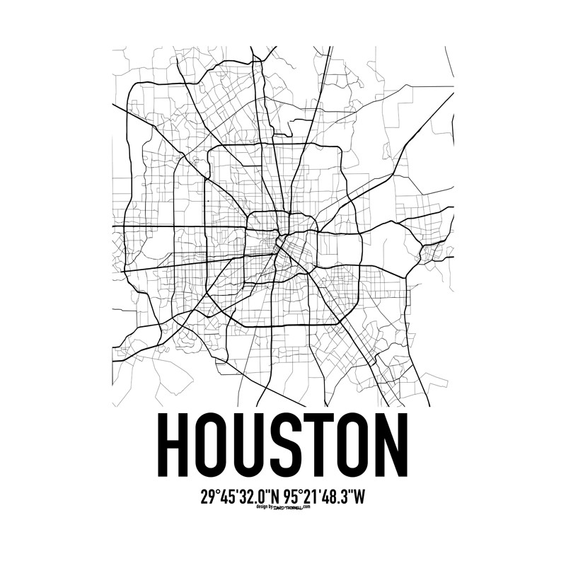 800x800 Houston Map Poster. Find Your Posters