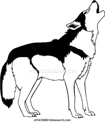 446x520 Clipart Of , Animal, Coyote, Howl, Southwest, Wild, Wolf