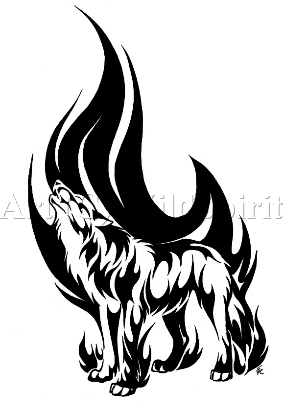 580x842 Drawn Howling Wolf Wild Wolf