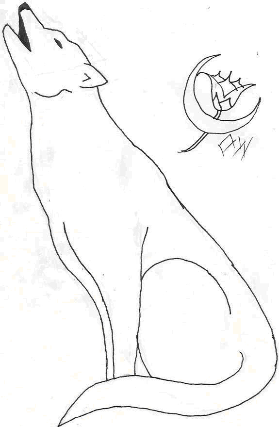575x880 Howling Wolf Line Art By Darkwolf98