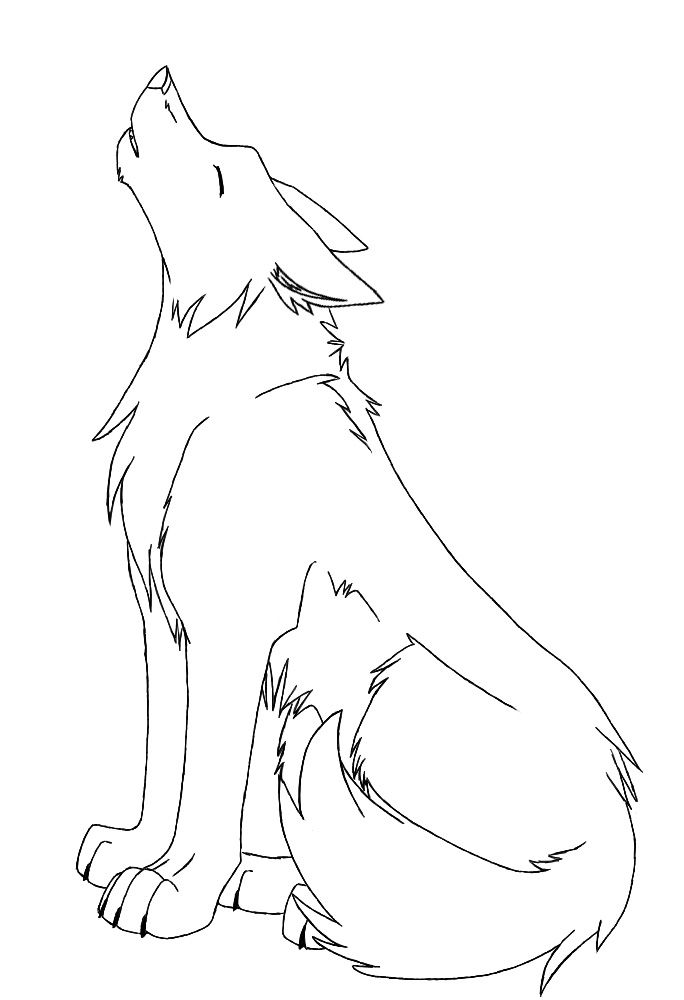 684x1000 Howling Wolf Outline Drawing