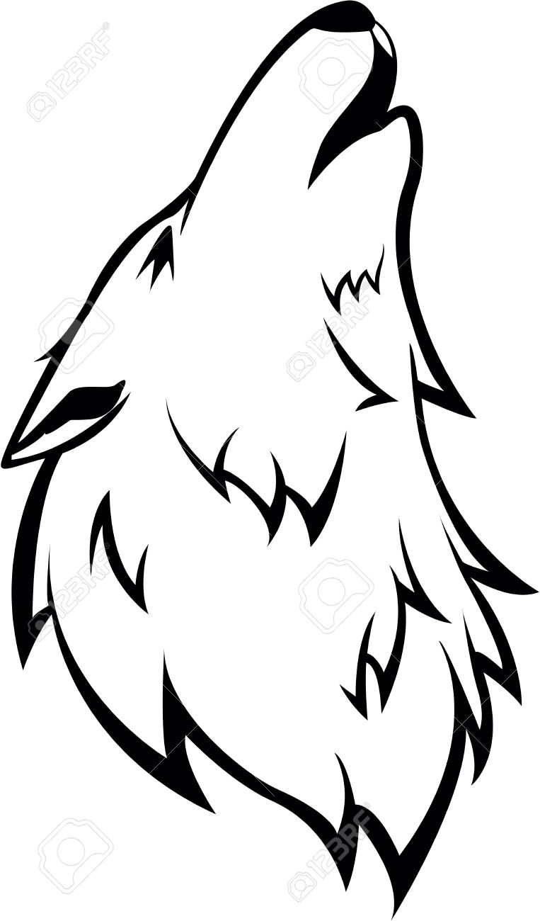 763x1300 Howling Wolf Symbol Illustration Royalty Free Cliparts, Vectors