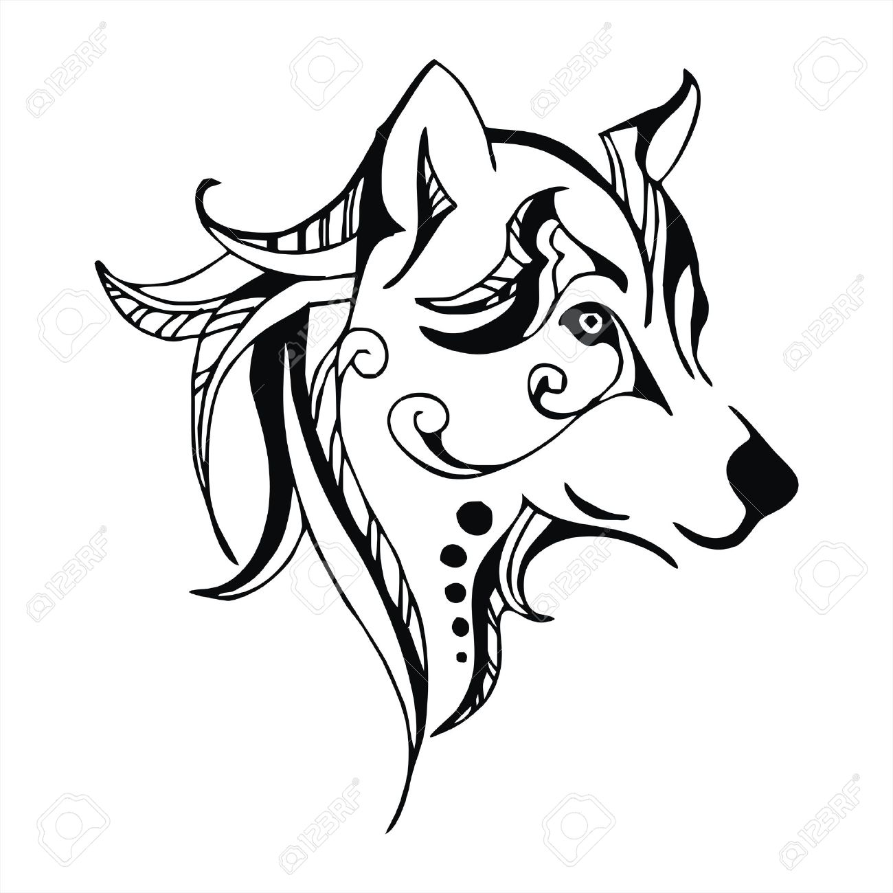 1300x1300 Wolf Head Tattoo Vector Royalty Free Cliparts, Vectors, And Stock